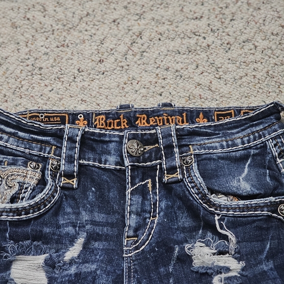 Rock Revival Dark Blue Distressed Skinny Jeans - Picture 11 of 12